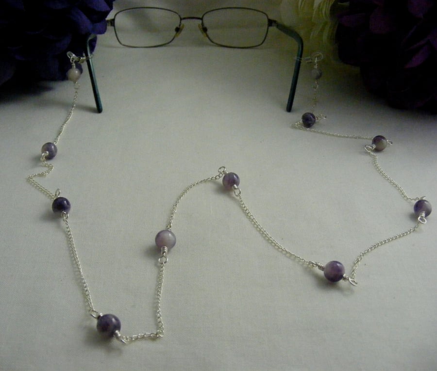 Purple Jade Gemstone Glasses Chain