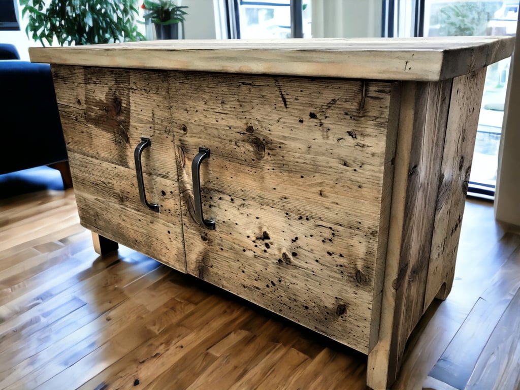 Coffee Table with doors Lounge Table TV Stand tv Unit - Industrial , Vintage Sty