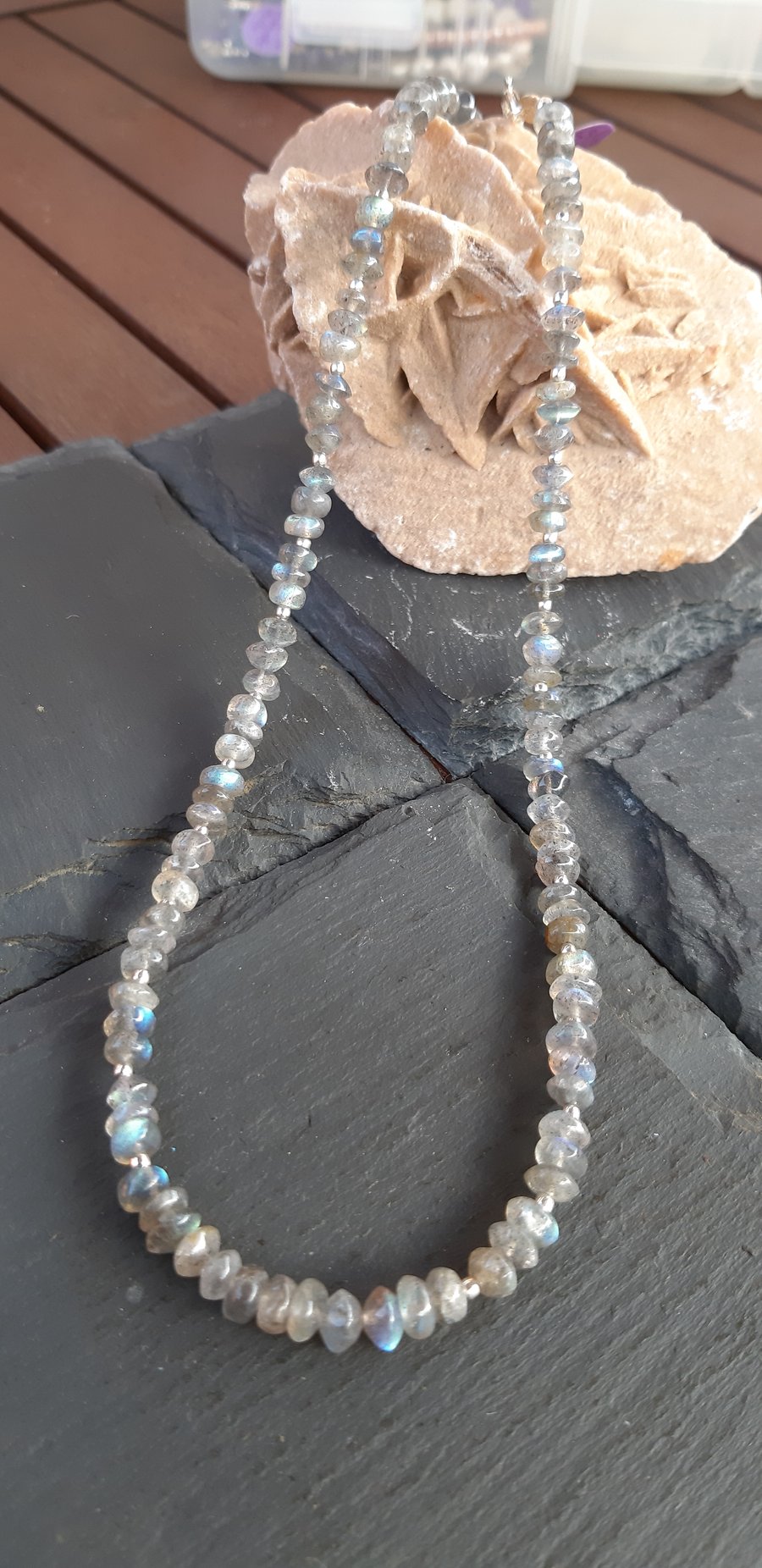 Sterling Silver and Labradorite Rondelle Necklace