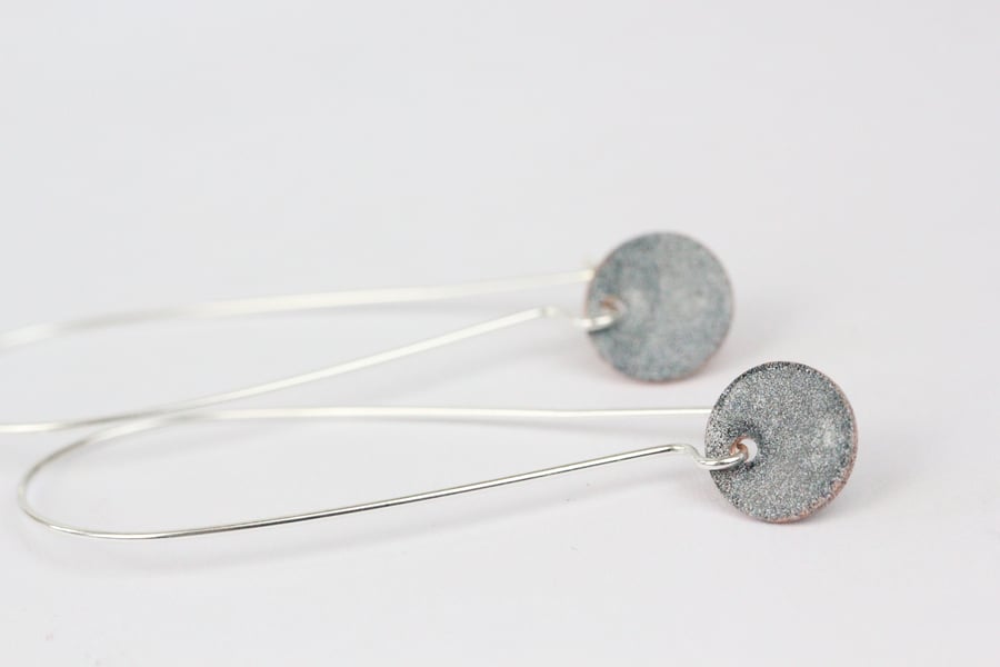 Grey long drop modern earrings