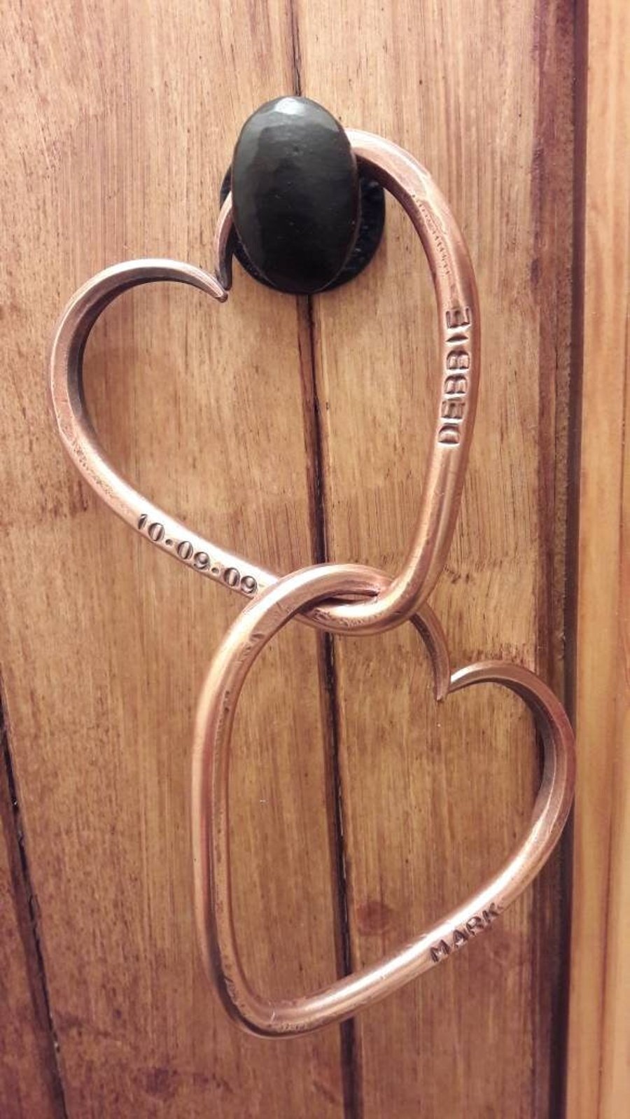 7th Year Anniversary Copper Interlinking Love Hearts Valentines Partner Wedding