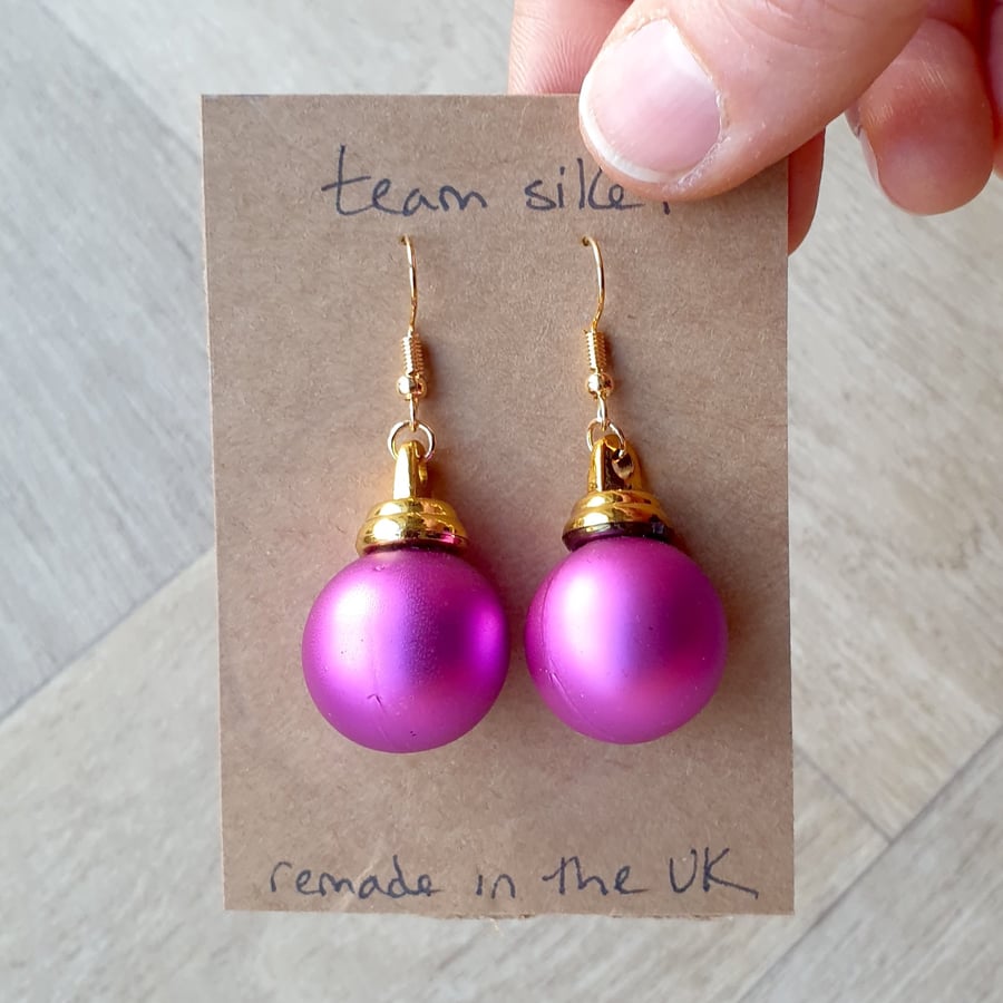 Frosted Pink Mini Bauble Earrings
