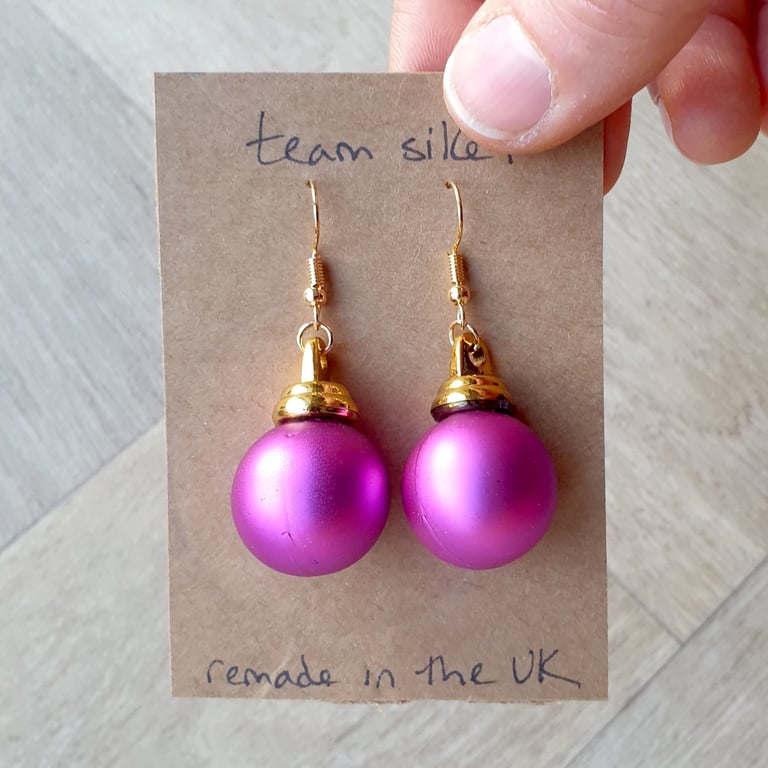 Frosted Pink Mini Bauble Earrings