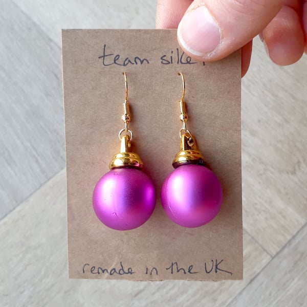 Frosted Pink Mini Bauble Earrings
