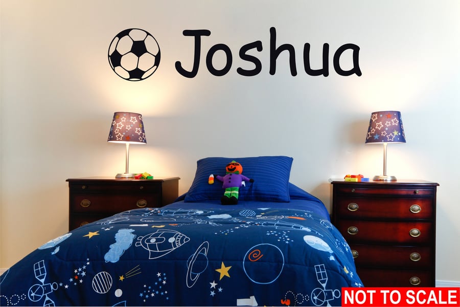Personalised Football Name Vinyl Wall Sticker Kids Children's Bedroom Nursery