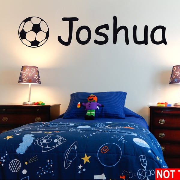 Personalised Football Name Vinyl Wall Sticker Kids Children's Bedroom Nursery
