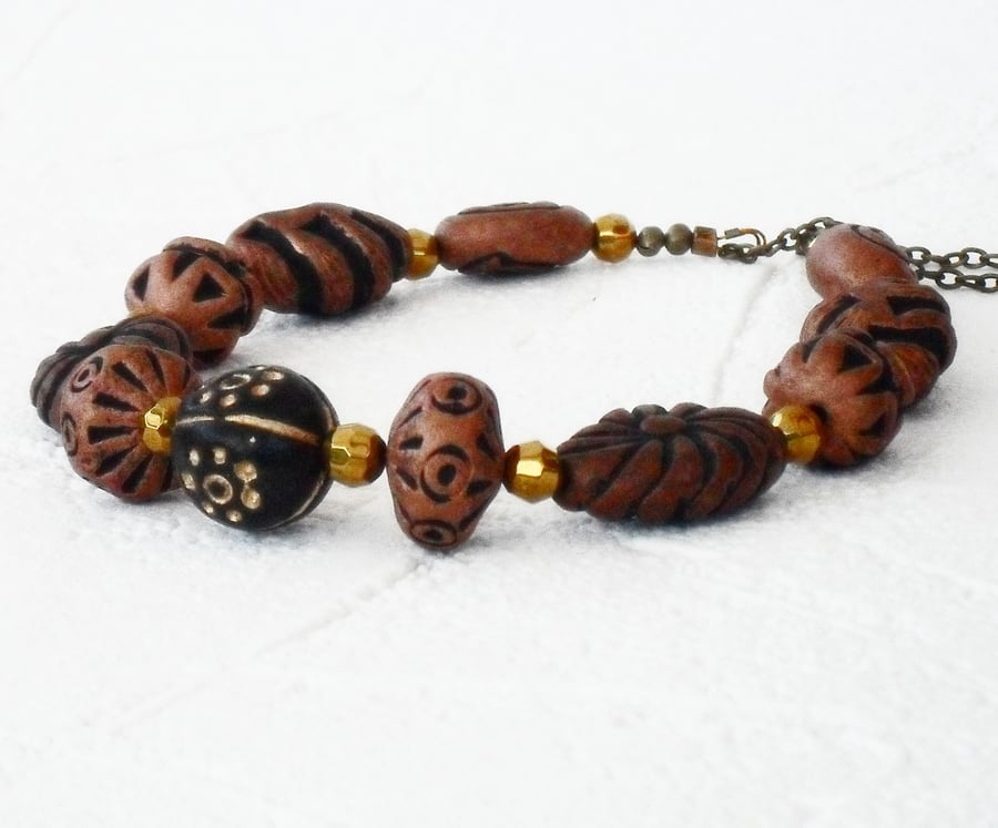 Wooden beaded necklace