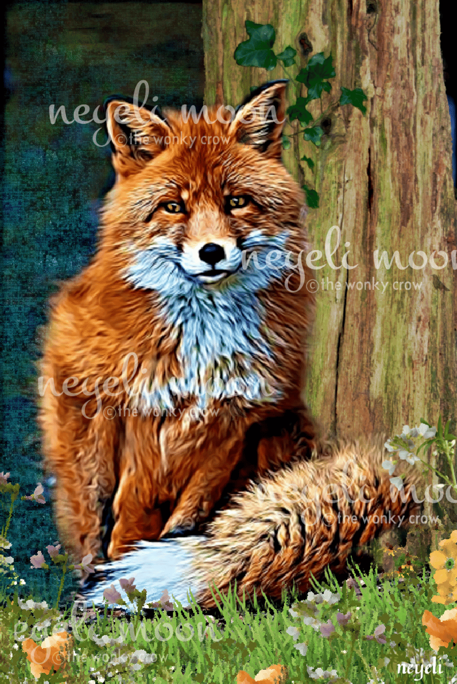 WOODLAND FOX canvas print of original oil painting by neyeli