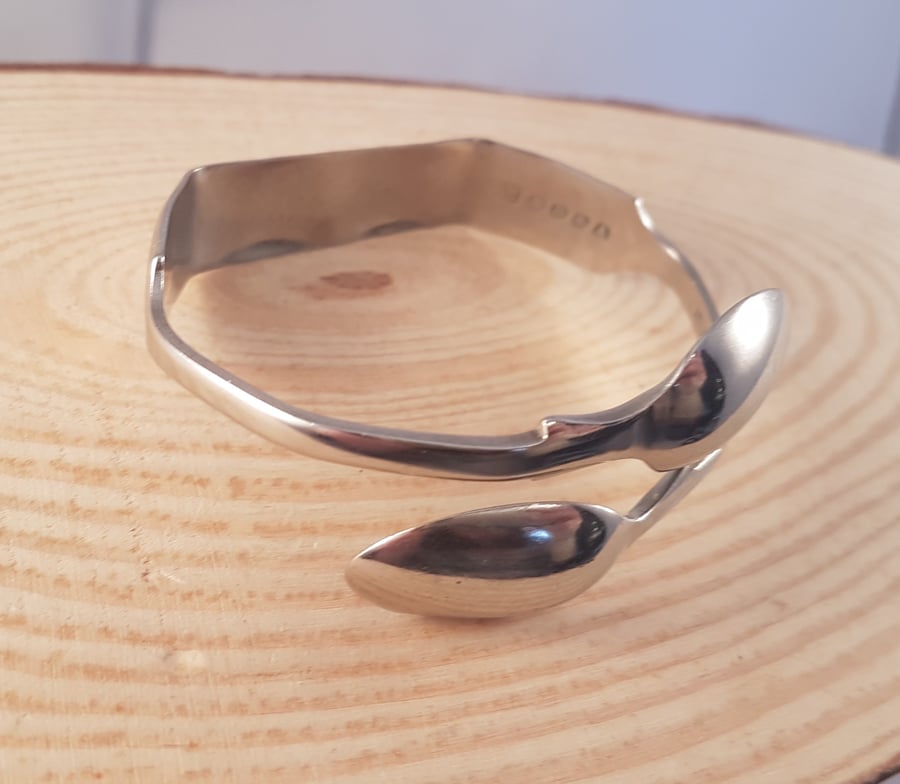 Silver Plated Upcycled Sugar Tong Bangle SPBA051701