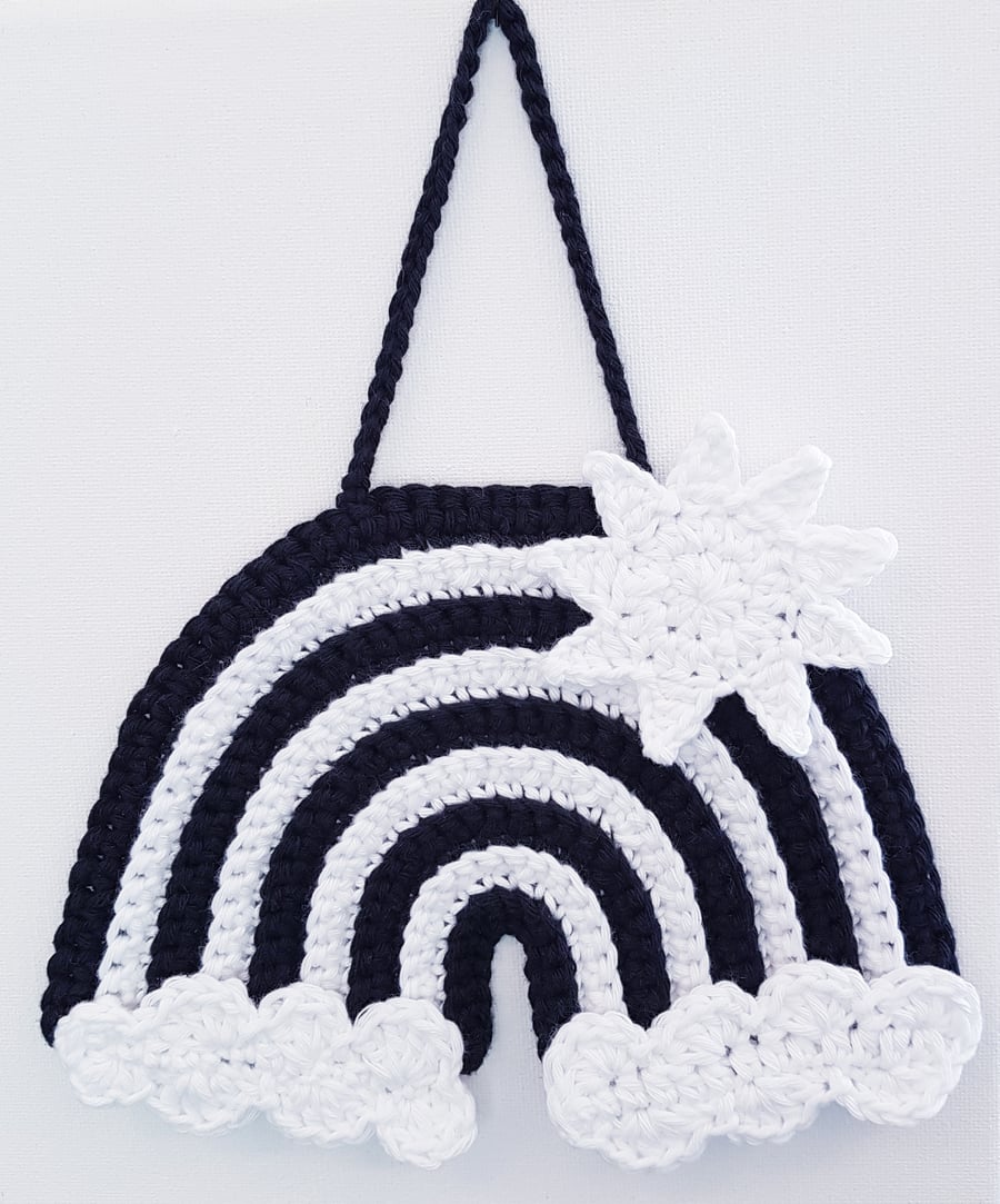 Black & White crochet hanging rainbow