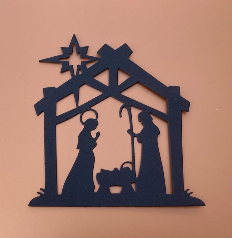 Nativity Silhouette Christmas Die Cuts: Black Card Craft Embellishments - Pack o