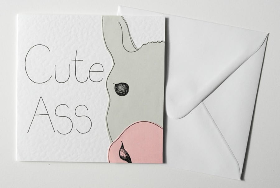 Funny Handmade Cute Ass Valentine Card, Donkey Pun Anniversay Card,Birthday Card