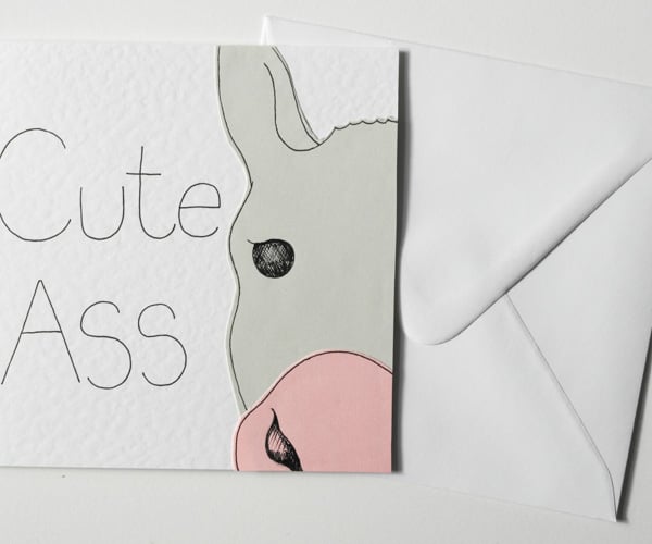 Funny Handmade Cute Ass Valentine Card, Donkey Pun Anniversay Card,Birthday Card