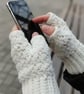 Handmade Chunky Crochet Fingerless Gloves, Double-Strand Texting Mittens, Vegan  - Image 5