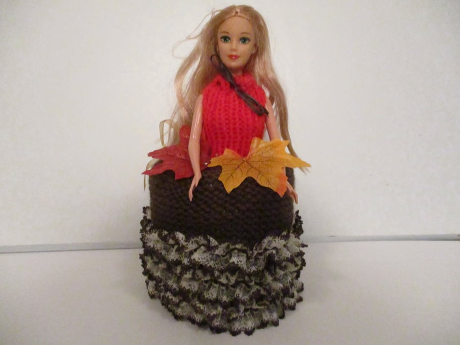 COVER GIRL - SPARE TOILET ROLL COVER  - AUTUMN DOLL