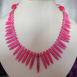 Fuchsia Howlite Gemstone Necklace