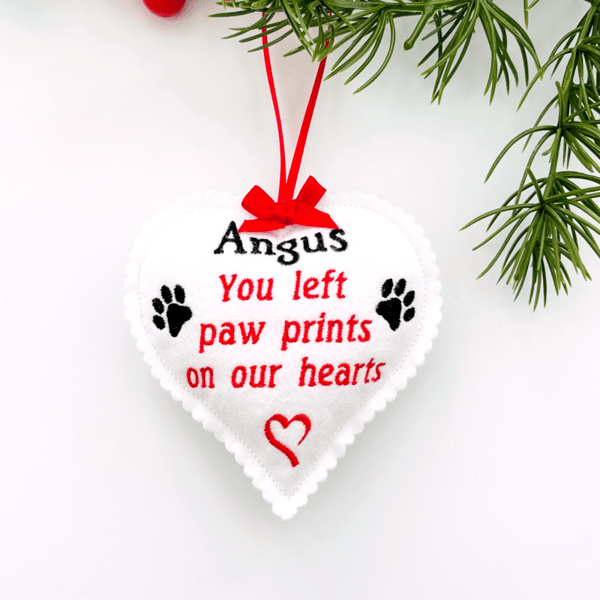 Pet Memorial Hanging Heart Decoration Personalised Gift
