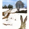 Hare in Winter Landscape A4 giclee Print