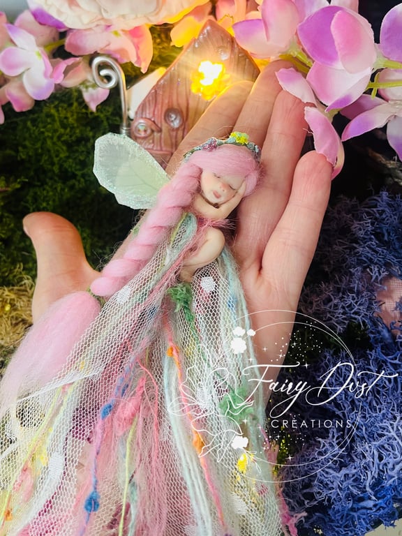 Ooak Baby Fairy, Polymer Clay, Fairy Gift, Sleeping Fairy