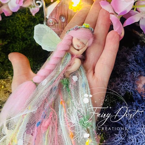 Ooak Baby Fairy, Polymer Clay, Fairy Gift, Sleeping Fairy