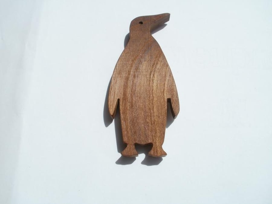penguin fridge magnet wood spalted walnut scroll saw