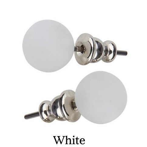 Pearl Effect White 8mm Preciosa Round MAXIMA Stud Stainless Steel Earrings.