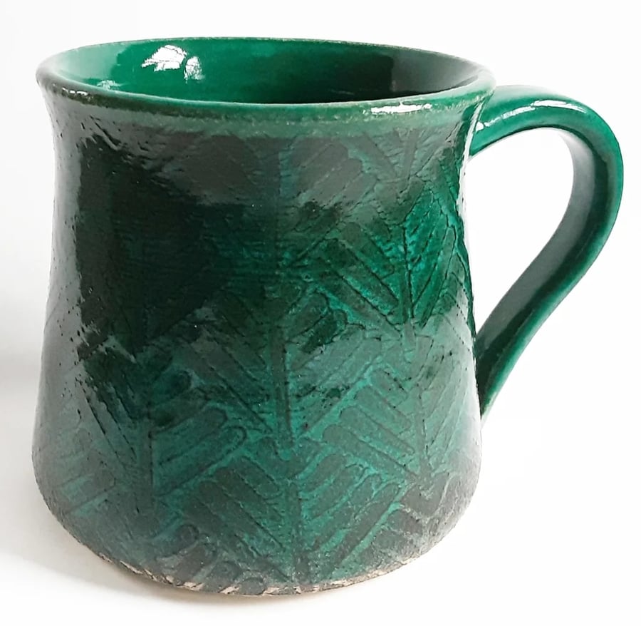 Dark Turquoise Patterned Mug - Hand Thrown Stoneware Ceramic Mug
