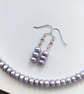Lilac Genuine Freshwater Pearl Necklace & Earrings Set Silver Plated Jewellery  - Image 3