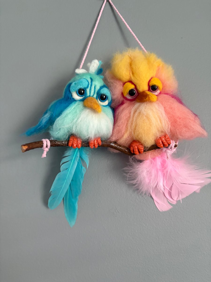 Handmade quirky felted birds all birds can be made to order in any colour 
