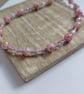Pink and White Marble Effect Necklace with Lilac and Gold - Image 3