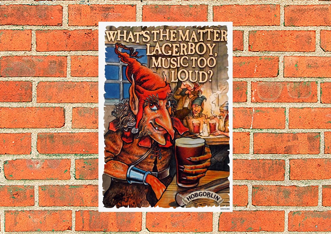 Hobgoblin 'Music too loud?' vintage advertising metal beer sign. 2 different siz