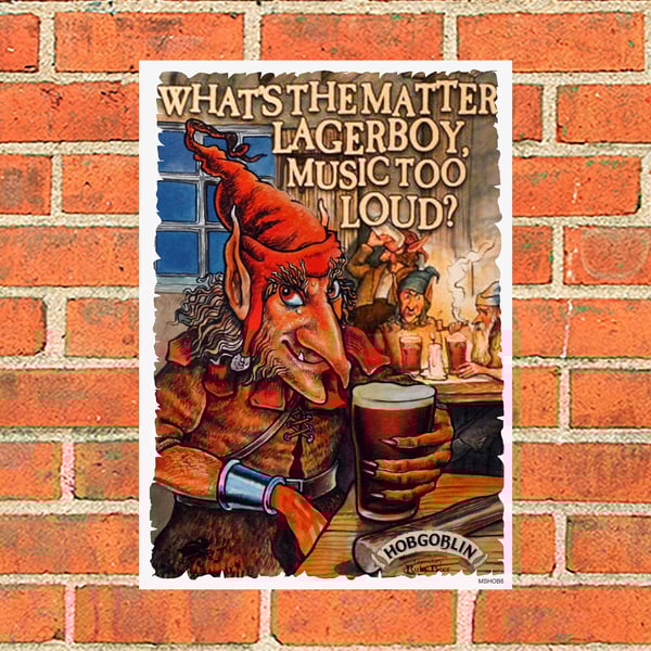 Hobgoblin 'Music too loud?' vintage advertising metal beer sign. 2 different siz