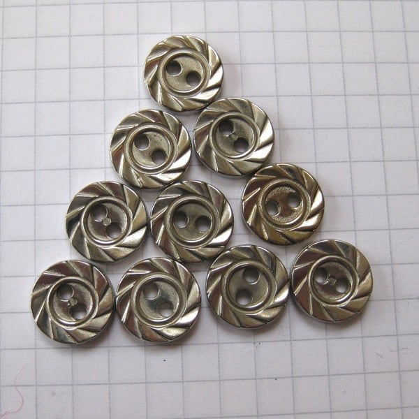 25 Tiny Textured Silver Buttons