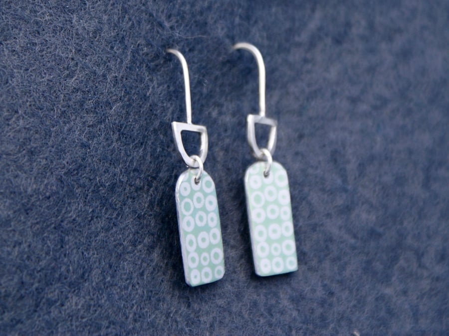 Mint and silver dangle earrings