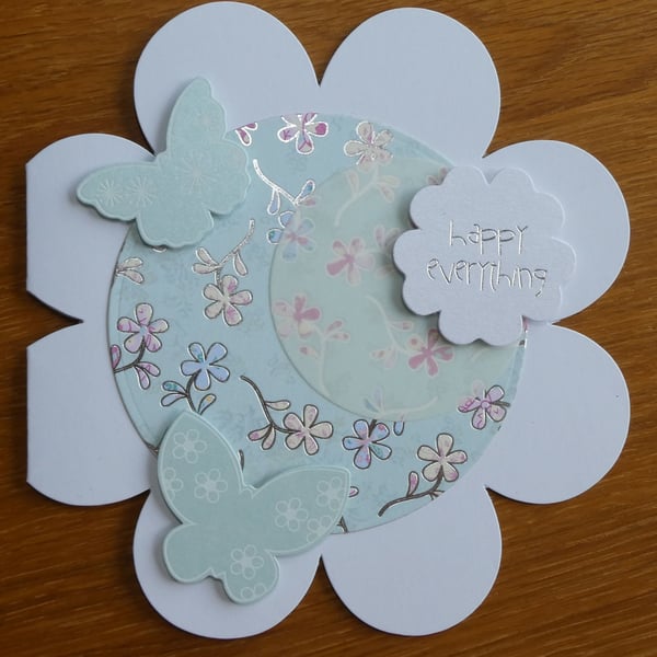 Happy Everything Flower Shaped Card