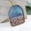 Hanging Beach Decoration, Resin and Brass with Inks and Metal Leaf Suncatcher