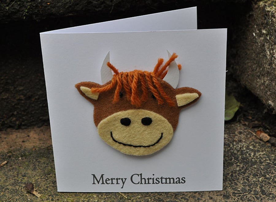 Christmas Highland Cow greeting card