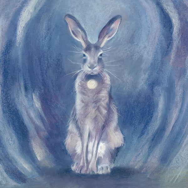 Hare greeting card - Hare art card, mystical Hare, Lunar Hare art card 