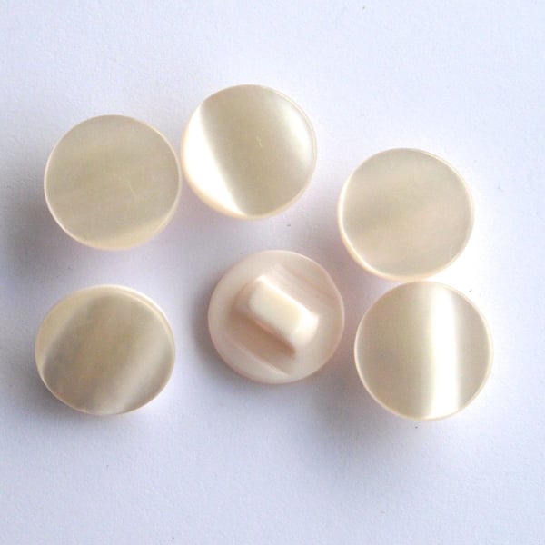 6 x  White and Palest Pink Pearlised Shanked Buttons