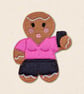 Selfie Queen Gingerbread Decoration - Embroidered Phone Character