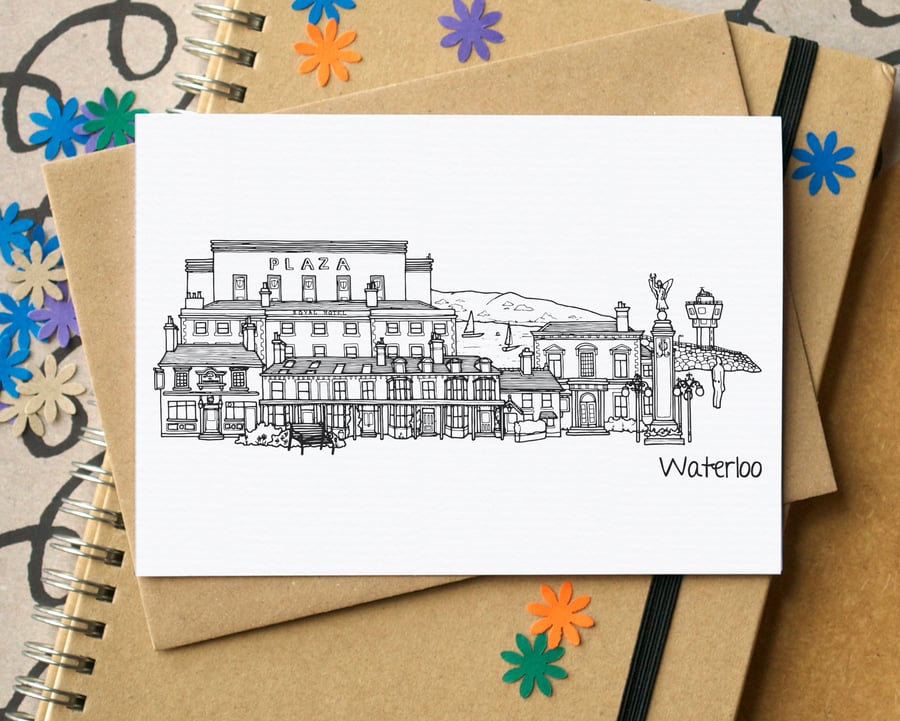 Waterloo Merseyside Skyline Greetings Card