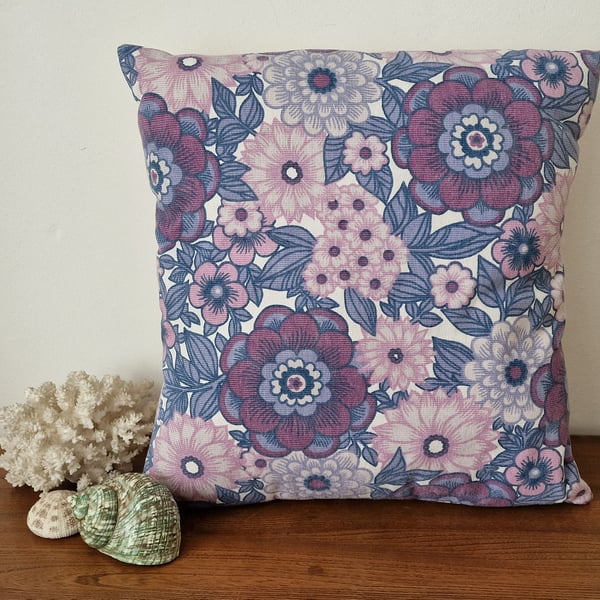 Handmade floral cushion cover vintage 1960s 1970s fabric envelope