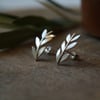 Olive Leaf Wrap Earrings, Sterling Silver Earrings, Grecian Style, Handmade