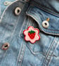 Strawberry Flower Polymer Clay Pin Badge