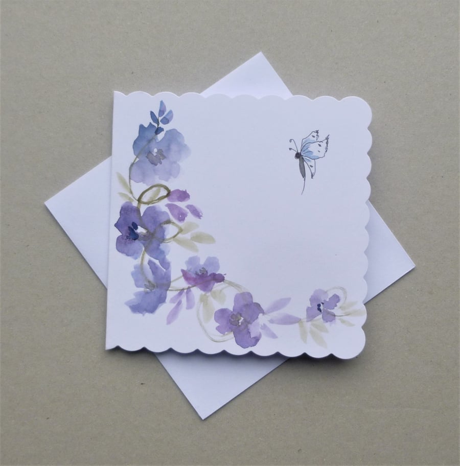 greetings card  hand painted floral original art ( ref F 432.C2 )