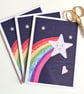 Pack of 10 Notecards 'Rainbow Star' printed from original textile art