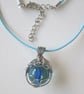 Blue glass marble pendant. Necklace - Image 3