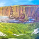 Original Oil Painting, Duncansbay Stacks, North Coast 500