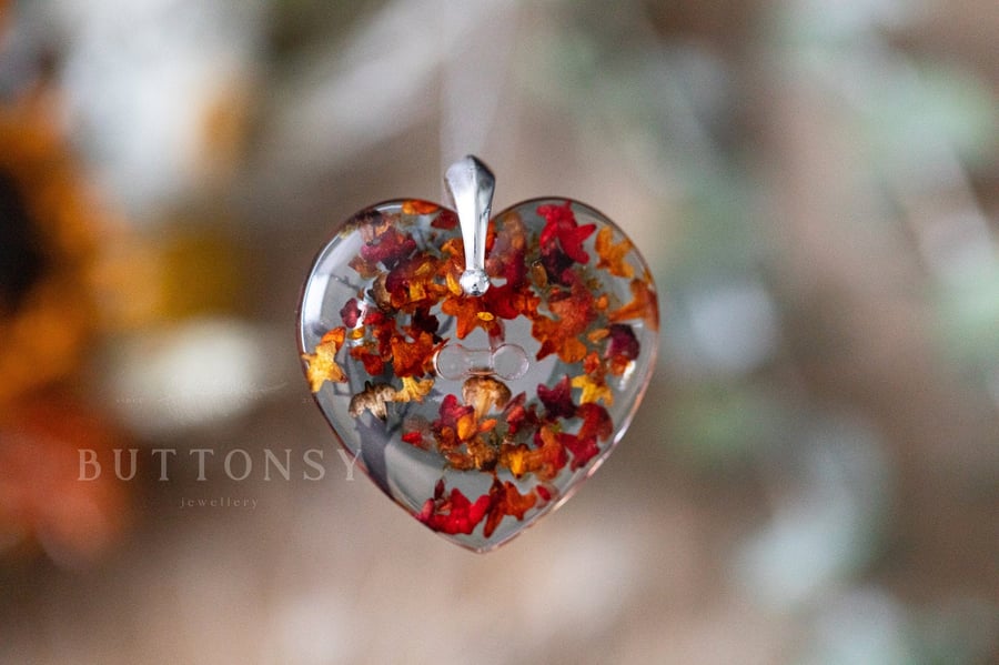 Autumn Necklace Fall Leaves Necklace Four Seasons Botanical Jewellery Pressed Fl
