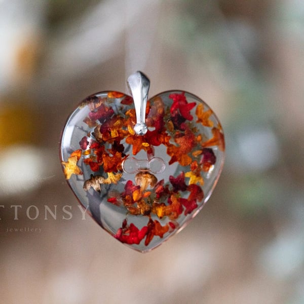 Autumn Necklace Fall Leaves Necklace Four Seasons Botanical Jewellery Pressed Fl